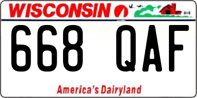 WI license plate 668QAF