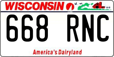 WI license plate 668RNC
