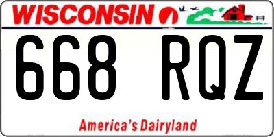 WI license plate 668RQZ