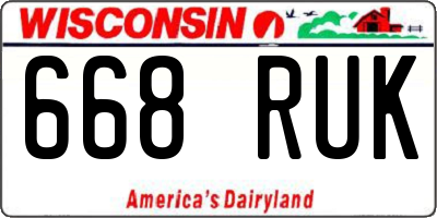 WI license plate 668RUK