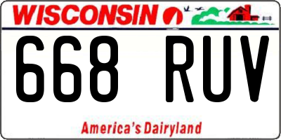 WI license plate 668RUV
