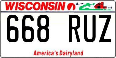 WI license plate 668RUZ