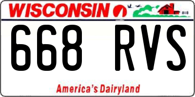 WI license plate 668RVS