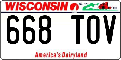 WI license plate 668TOV