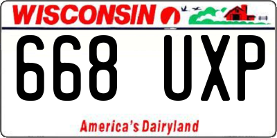 WI license plate 668UXP