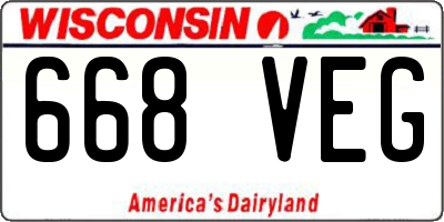 WI license plate 668VEG