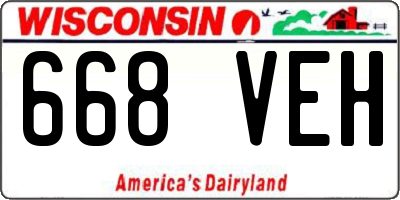 WI license plate 668VEH