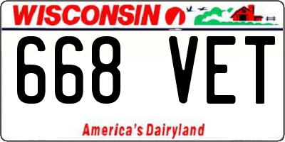 WI license plate 668VET
