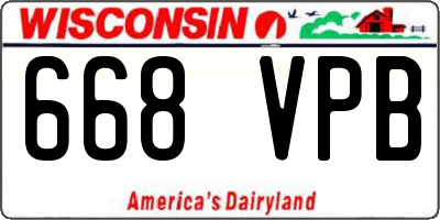 WI license plate 668VPB