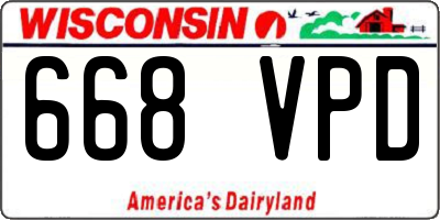 WI license plate 668VPD