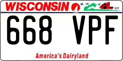 WI license plate 668VPF