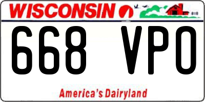 WI license plate 668VPO