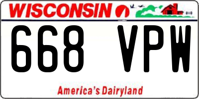 WI license plate 668VPW
