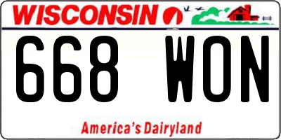 WI license plate 668WON