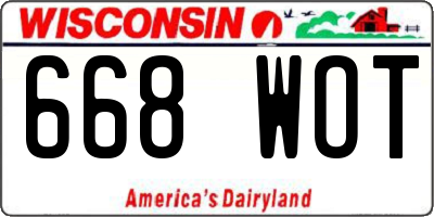 WI license plate 668WOT