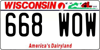 WI license plate 668WOW