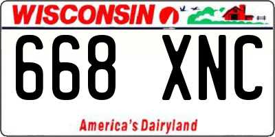 WI license plate 668XNC