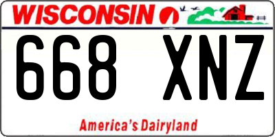 WI license plate 668XNZ