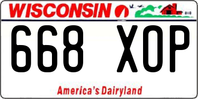 WI license plate 668XOP