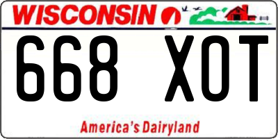 WI license plate 668XOT