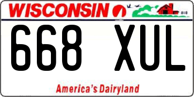 WI license plate 668XUL