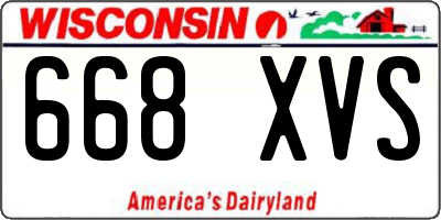WI license plate 668XVS