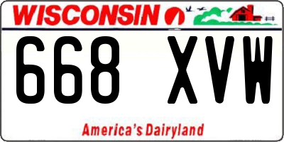 WI license plate 668XVW