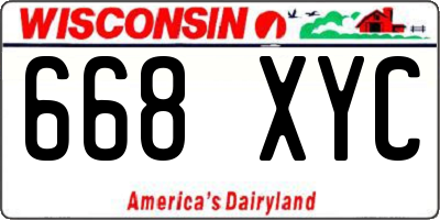 WI license plate 668XYC