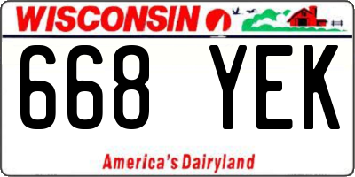 WI license plate 668YEK