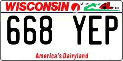 WI license plate 668YEP