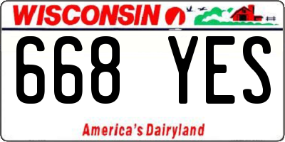 WI license plate 668YES