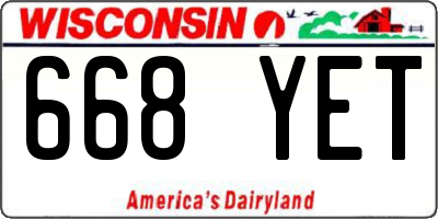 WI license plate 668YET