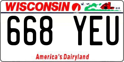 WI license plate 668YEU