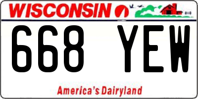 WI license plate 668YEW
