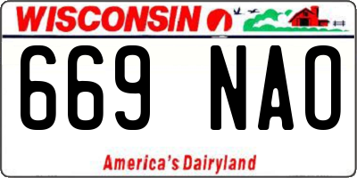 WI license plate 669NAO