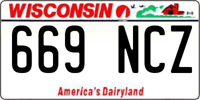 WI license plate 669NCZ