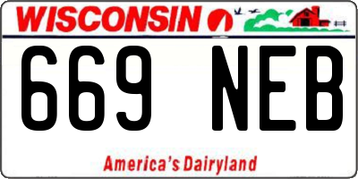 WI license plate 669NEB