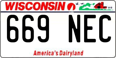 WI license plate 669NEC