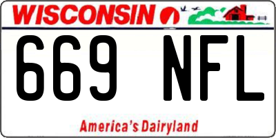WI license plate 669NFL