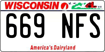 WI license plate 669NFS