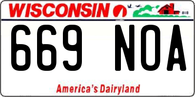 WI license plate 669NOA