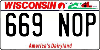 WI license plate 669NOP