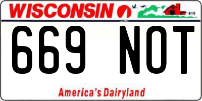 WI license plate 669NOT