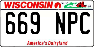 WI license plate 669NPC