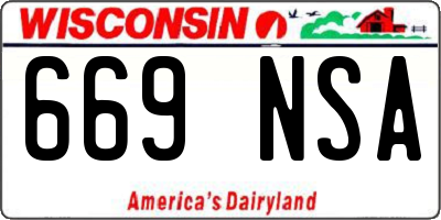 WI license plate 669NSA