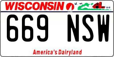 WI license plate 669NSW