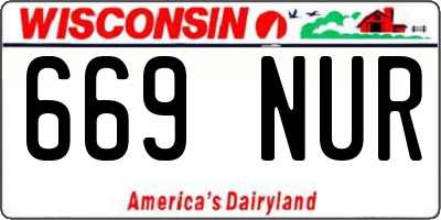 WI license plate 669NUR