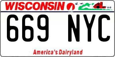 WI license plate 669NYC