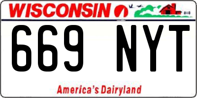 WI license plate 669NYT