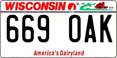 WI license plate 669OAK